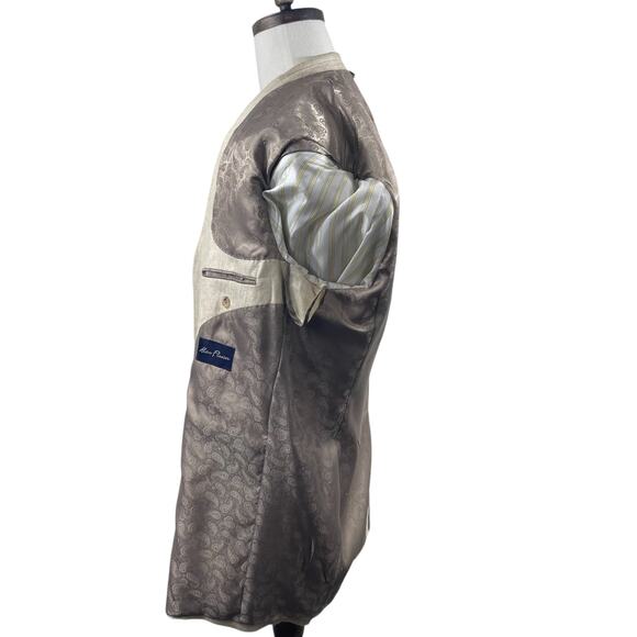 Alan Flusser Blazer Jacket Mens 46L Beige Natural 100% Linen Sport Coat Wedding - Picture 5 of 6